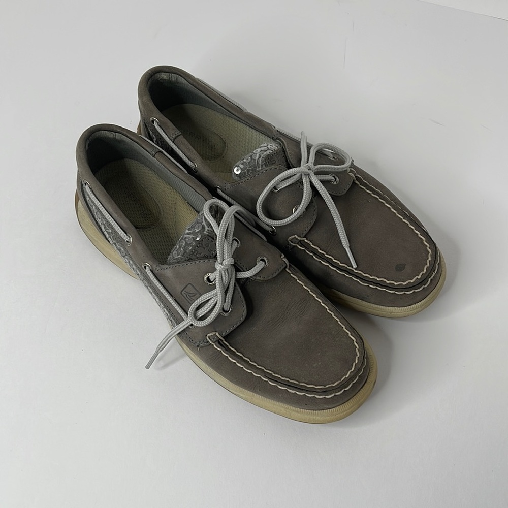 Womens Sperry Topsiders - size 9 - gray with sequins